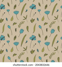 Textura sin soldadura con fondo floral, patrón de flores, composición botánica, papel tapiz