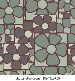 Seamless texture. Floral ornament. Chaotic pattern. Flowers in the squares.
Multicolored background.