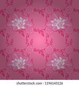 Seamless texture of floral ornament in pink and white colors. Optical illusion with plumeria flowers. Vector illustration good for the interior design, printing, web and textile design.