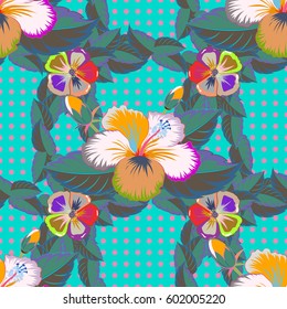 Seamless texture of floral ornament in pink and blue colors. Optical illusion. Vector illustration good for the interior design, printing, web and textile design.