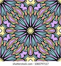 Seamless texture of floral ornament. Vector illustration. For the interior design, printing, web and textile, fashion print