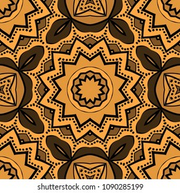 Seamless texture of floral ornament. Vector illustration. For the interior design, printing, web and textile, fashion print