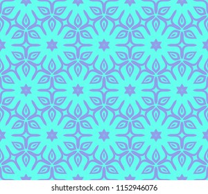Seamless texture of floral ornament. Vector illustration. For the interior design, printing, web and textile. Blue color