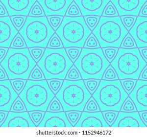 Seamless texture of floral ornament. Vector illustration. For the interior design, printing, web and textile. Blue color