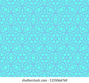 Seamless texture of floral ornament. Vector illustration. For the interior design, printing, web and textile. Blue color