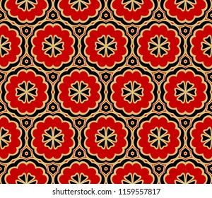 Seamless texture of floral ornament. Vector illustration. For the interior design, printing, web and textile.