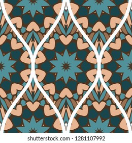 Seamless Texture Of Floral Ornament. Vector Illustration. For The Interior Design, Printing, Web And Textile