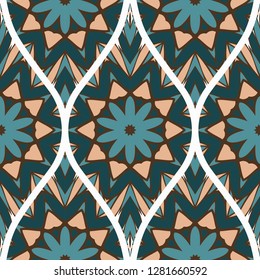 Seamless Texture Of Floral Ornament. Vector Illustration. For The Interior Design, Printing, Web And Textile