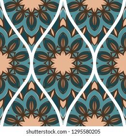 Seamless Texture Of Floral Ornament. Vector Illustration. For The Interior Design, Printing, Web And Textile