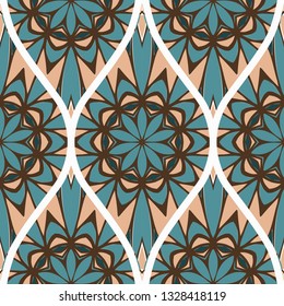 Seamless Texture Of Floral Ornament. Vector Illustration. For The Interior Design, Printing, Web And Textile