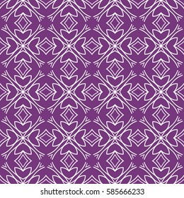 Seamless texture of floral ornament. Vector illustration. For interior design, printing, web and textile. purple, white color