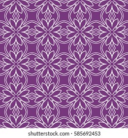 Seamless texture of floral ornament. Vector illustration. For interior design, printing, web and textile. purple, white color