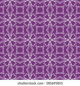Seamless texture of floral ornament. Vector illustration. For interior design, printing, web and textile. purple, white color