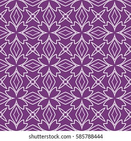 Seamless texture of floral ornament. Vector illustration. For interior design, printing, web and textile. purple, white color