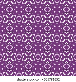 Seamless texture of floral ornament. Vector illustration. For interior design, printing, web and textile. purple, white color