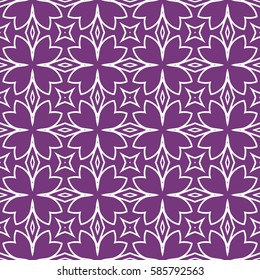 Seamless texture of floral ornament. Vector illustration. For interior design, printing, web and textile. purple, white color