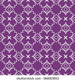 Seamless texture of floral ornament. Vector illustration. For interior design, printing, web and textile. purple, white color