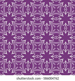 Seamless texture of floral ornament. Vector illustration. For interior design, printing, web and textile. purple, white color