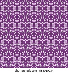 Seamless texture of floral ornament. Vector illustration. For interior design, printing, web and textile. purple, white color