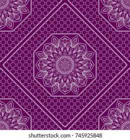 Seamless texture of floral ornament. Vector illustration. For the interior design, printing, web and textile