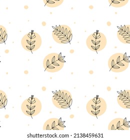 Seamless texture with floral pattern in beige tones.