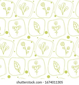 Nahtlose Textur mit Blumenmuster im Doodle-Stil. Dünne Umrisse. Vektorillustration-Vorlage für Textilien, Stoffe, Verpackungspapier, Postkarten und für Ihr Design. auf weißem Hintergrund