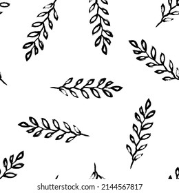 Seamless texture from floral twigs. Vector illustration template