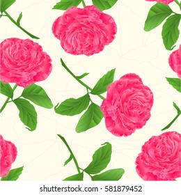 Seamless texture flower pink rose twig with leaves cracks in the porcelain vintage vector illustration