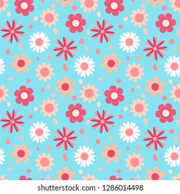 Seamless texture with flowers for babies, vector