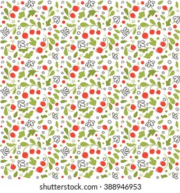 Seamless texture with flowers and berries. A vector.
