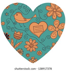 Seamless texture with flowers and birds