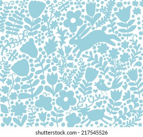 Seamless texture with flowers, birds and butterflies. Seamless pattern can be used for wallpaper, pattern fills, web page background,surface textures. Gorgeous seamless floral background