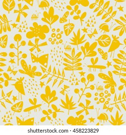 Seamless texture with flowers, birds and butterflies. Seamless pattern can be used for wallpaper, pattern fills, web page background,surface textures. Gorgeous seamless floral background
