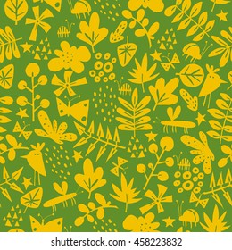 Seamless texture with flowers, birds and butterflies. Seamless pattern can be used for wallpaper, pattern fills, web page background,surface textures. Gorgeous seamless floral background