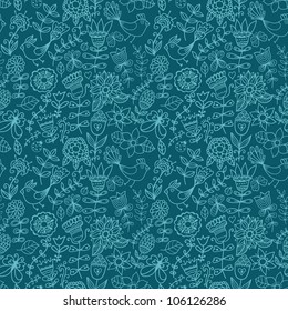 Seamless texture with flowers and birds. Endless floral pattern.Seamless pattern can be used for wallpaper, pattern fills, web page background,surface textures. Gorgeous seamless floral background