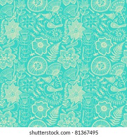 Seamless texture with flowers and birds. Endless floral pattern