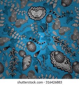 Seamless texture with flowers, bugs and butterflies. Seamless pattern can be used for wallpaper, pattern fills, web page background,surface textures. Gorgeous seamless floral background