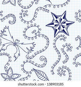 Seamless texture with flowers and butterflies.