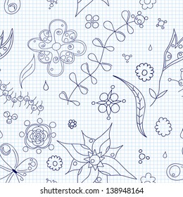 Seamless texture with flowers and butterflies.