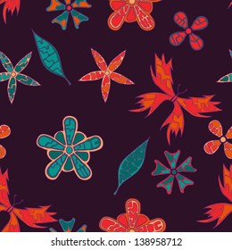 Seamless texture with flowers and butterflies.
