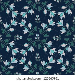 Seamless texture with flowers and butterflies. Endless floral pattern