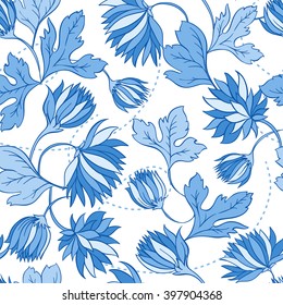 Seamless texture with flowers and butterflies. Endless floral pattern