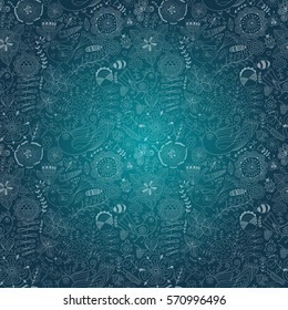 Seamless texture with flowers and butterflies. Endless floral pattern