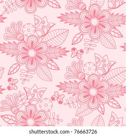 Seamless texture with flowers and butterflies. Endless floral pattern.