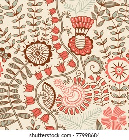 Seamless texture with flowers and butterflies. Endless floral pattern.