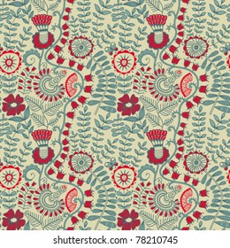 Seamless texture with flowers and butterflies. Endless floral pattern