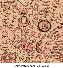 Seamless texture with flowers and butterflies. Endless floral pattern