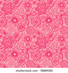Seamless texture with flowers and butterflies. Endless floral pattern