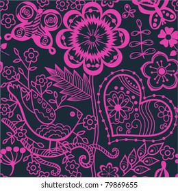Seamless texture with flowers and butterflies. Endless floral pattern.