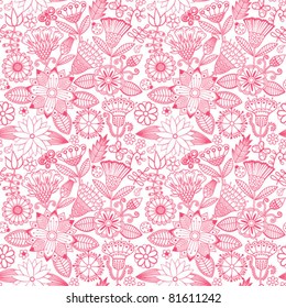 Seamless texture with flowers and butterflies. Endless floral pattern